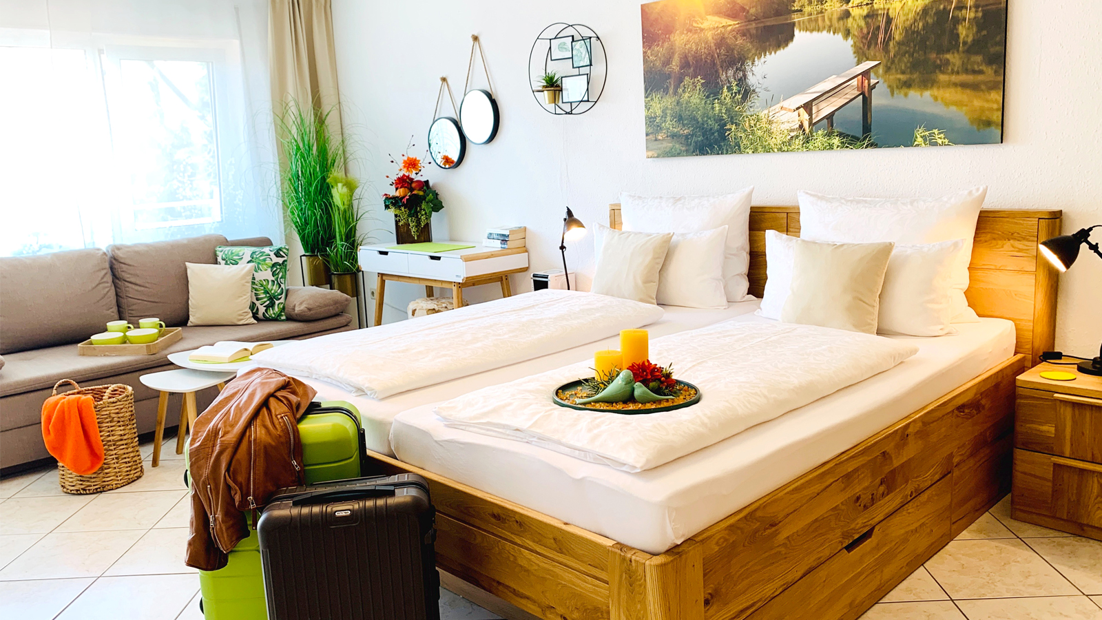 Wohn- und Schlafbereich im Apartment in Konstanz am Bodensee